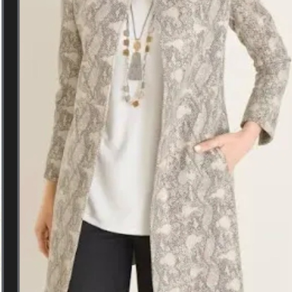 Chico's Gray and White Python Print Cardigan - Picture 2 of 12